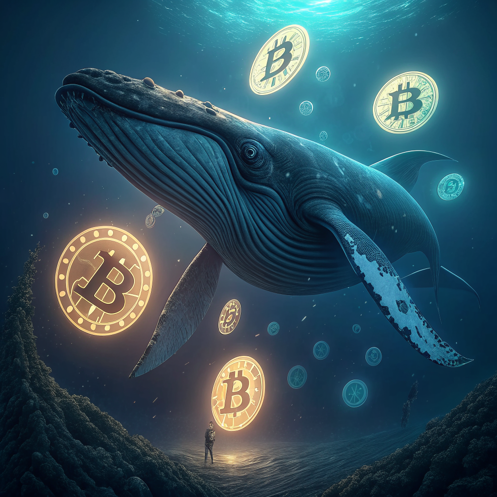 비트코인 고래 지갑 온체인 추적 일러스트 (AI 생성, Recraft V3)